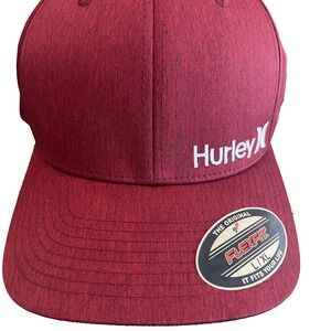 Hurley Corp Textures Men's Red Burgundy Stretch Fit Hat Sz L/XL Large XLarge NWT